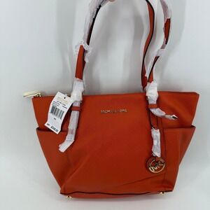 Michael Kors Jet Set Travel Tote Orange Saffiano Leather NWT + Dust Bag – Flawed
